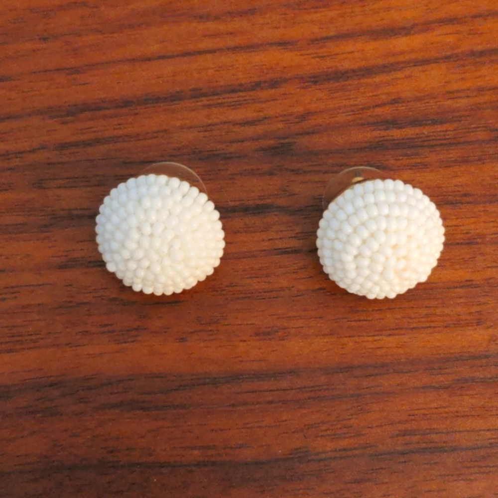 White bead earrings